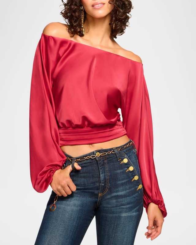 Sonja Off-Shoulder Satin Blouse